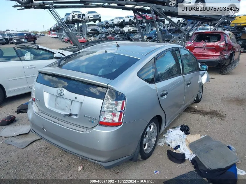 2005 Toyota Prius VIN: JTDKB20U757035425 Lot: 40671002