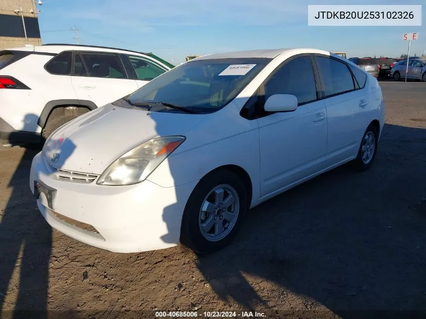 2005 Toyota Prius VIN: JTDKB20U253102326 Lot: 40685006