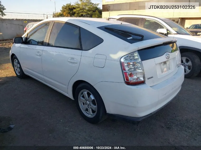 2005 Toyota Prius VIN: JTDKB20U253102326 Lot: 40685006