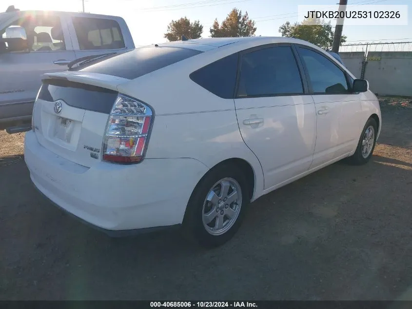 2005 Toyota Prius VIN: JTDKB20U253102326 Lot: 40685006