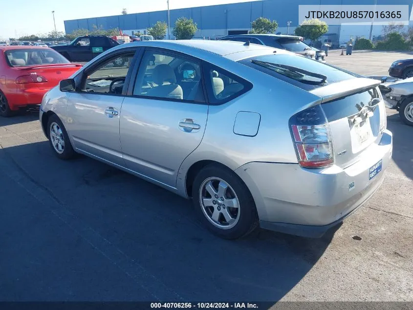 2005 Toyota Prius VIN: JTDKB20U857016365 Lot: 40706256