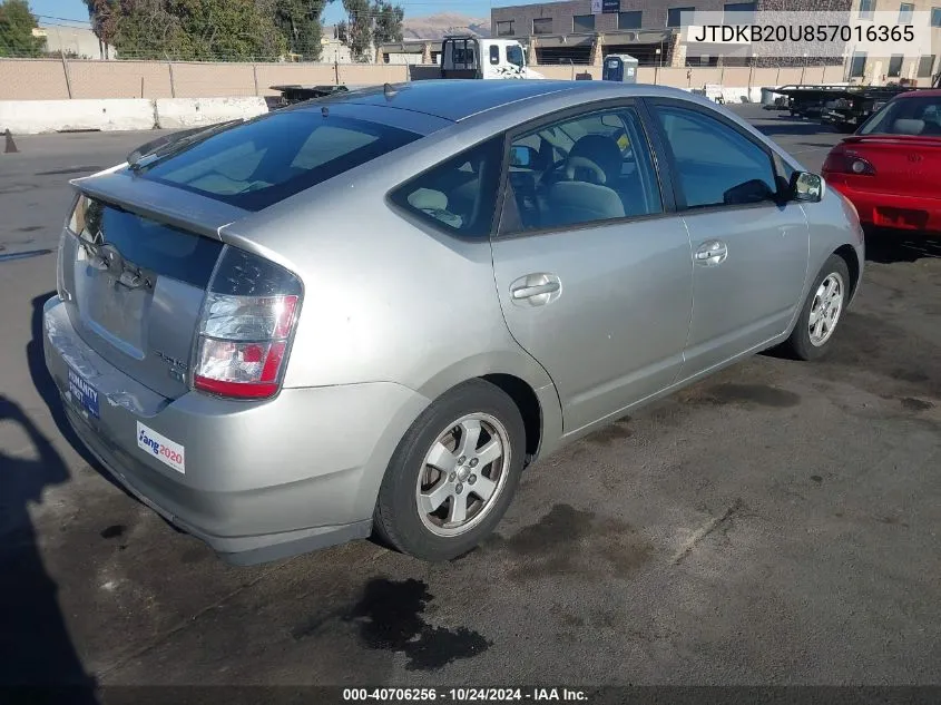 2005 Toyota Prius VIN: JTDKB20U857016365 Lot: 40706256