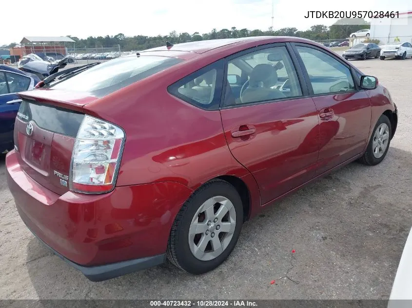 2005 Toyota Prius VIN: JTDKB20U957028461 Lot: 40723432