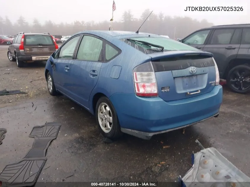 2005 Toyota Prius VIN: JTDKB20UX57025326 Lot: 40728141