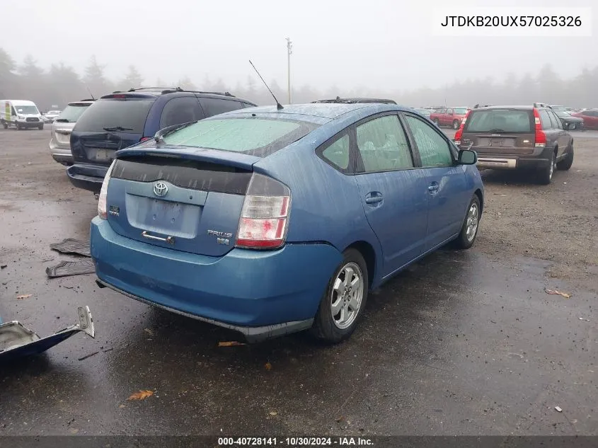 2005 Toyota Prius VIN: JTDKB20UX57025326 Lot: 40728141