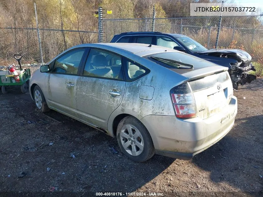 2005 Toyota Prius VIN: JTDKB20U157037722 Lot: 40818176