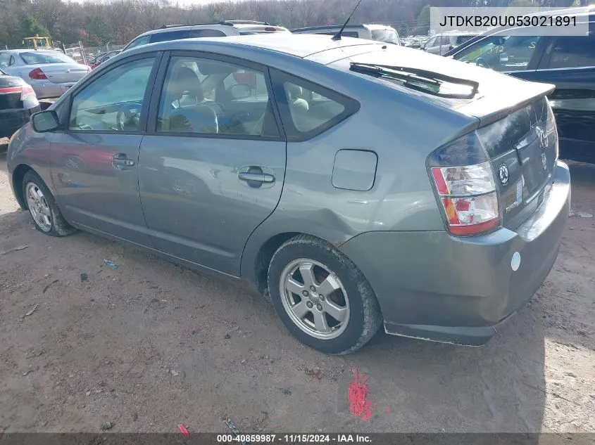 2005 Toyota Prius VIN: JTDKB20U053021891 Lot: 40859987