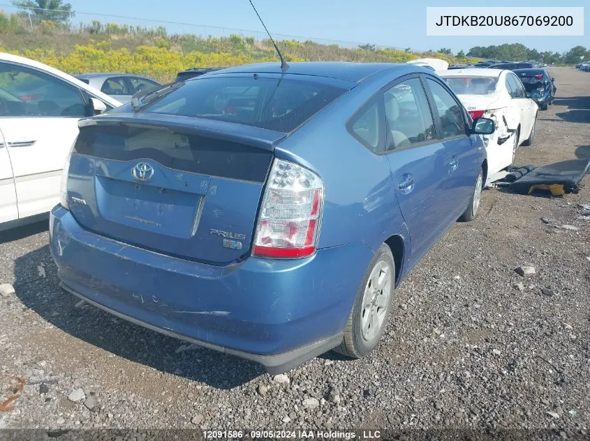 2006 Toyota Prius VIN: JTDKB20U867069200 Lot: 12091586