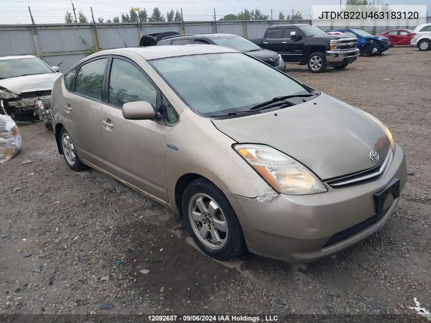 2006 Toyota Prius VIN: JTDKB22U463183120 Lot: 12092657