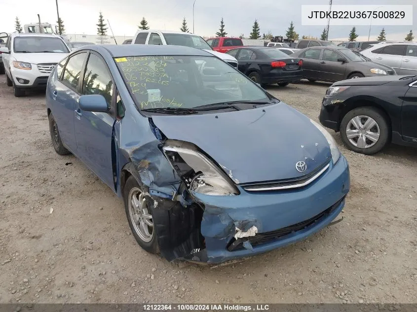 2006 Toyota Prius VIN: JTDKB22U367500829 Lot: 12122364