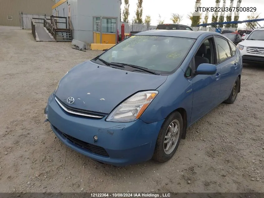 2006 Toyota Prius VIN: JTDKB22U367500829 Lot: 12122364