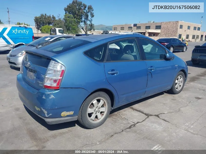 2006 Toyota Prius VIN: JTDKB20U167506082 Lot: 39320340