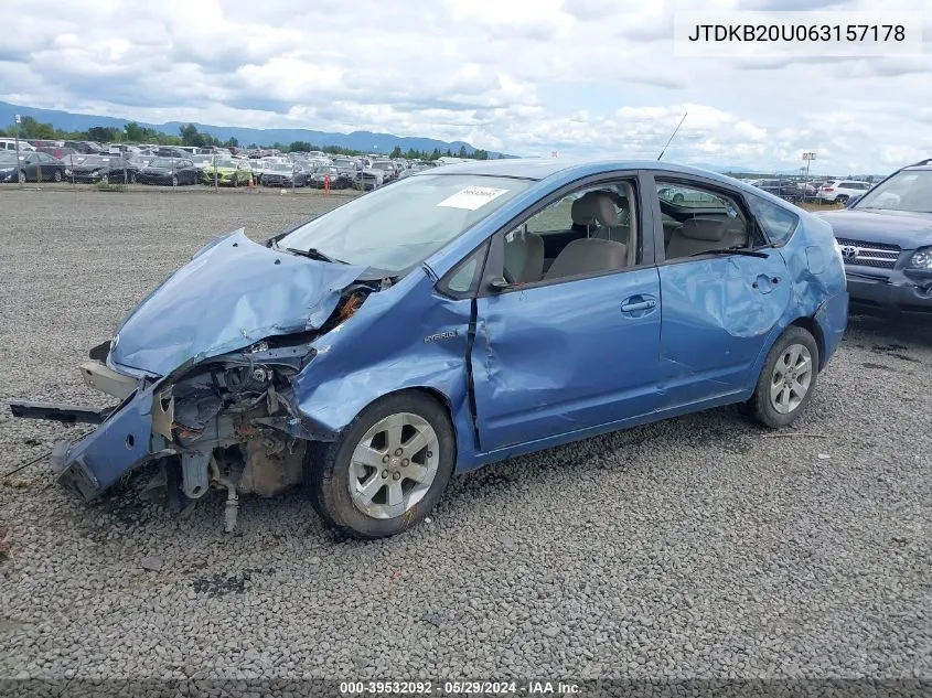 2006 Toyota Prius VIN: JTDKB20U063157178 Lot: 39532092