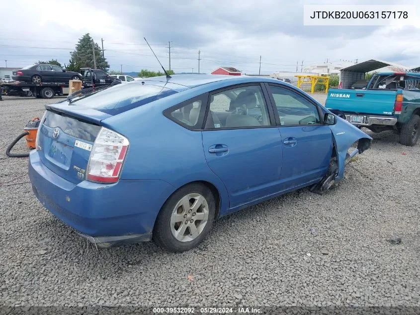 2006 Toyota Prius VIN: JTDKB20U063157178 Lot: 39532092