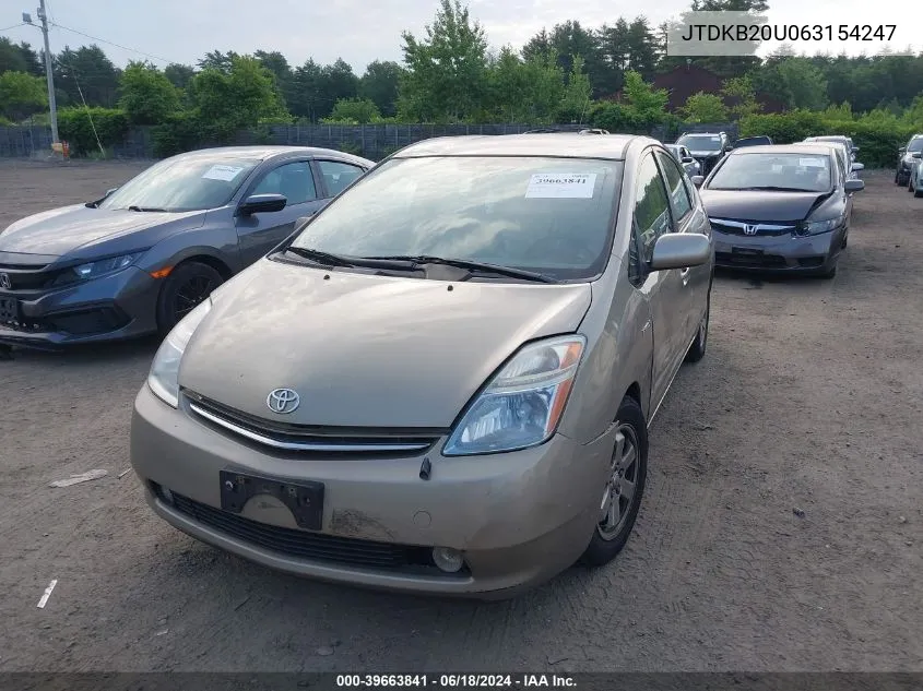 2006 Toyota Prius VIN: JTDKB20U063154247 Lot: 39663841