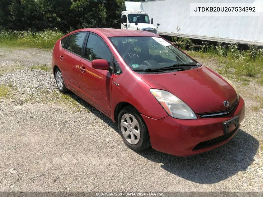 2006 Toyota Prius VIN: JTDKB20U267534392 Lot: 39667268