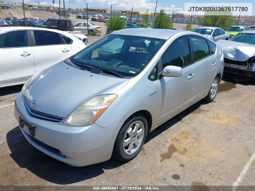 2006 Toyota Prius VIN: JTDKB20U367517780 Lot: 39895401