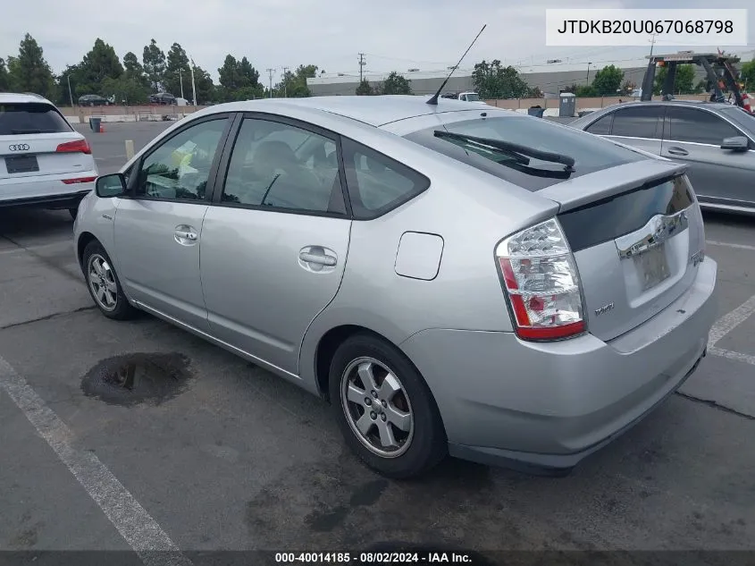 2006 Toyota Prius VIN: JTDKB20U067068798 Lot: 40014185