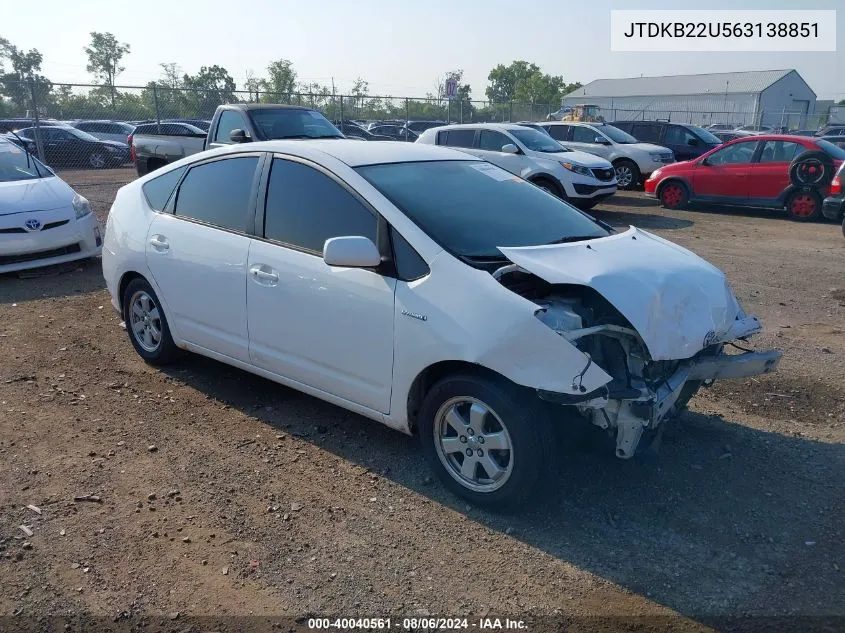 2006 Toyota Prius VIN: JTDKB22U563138851 Lot: 40040561