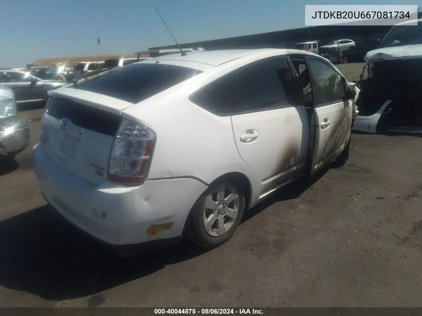 2006 Toyota Prius VIN: JTDKB20U667081734 Lot: 40044875