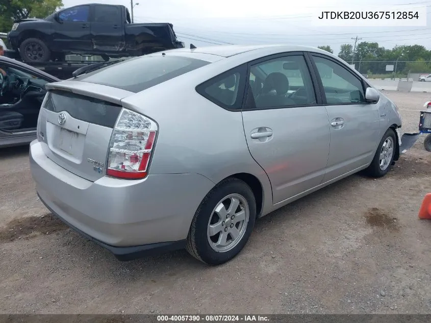 2006 Toyota Prius VIN: JTDKB20U367512854 Lot: 40057390