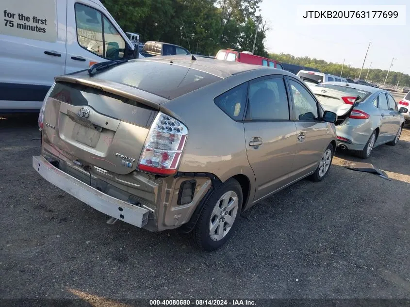 2006 Toyota Prius VIN: JTDKB20U763177699 Lot: 40080580