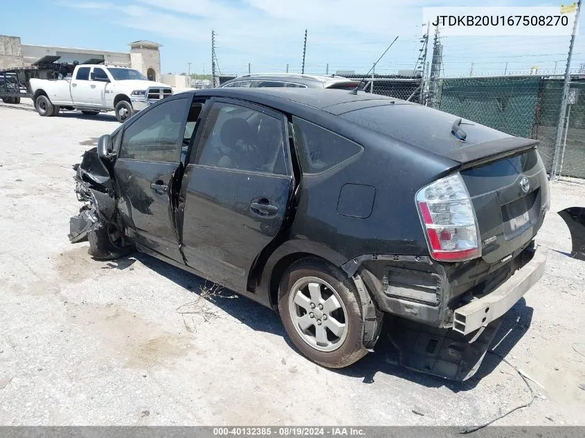 2006 Toyota Prius VIN: JTDKB20U167508270 Lot: 40132385