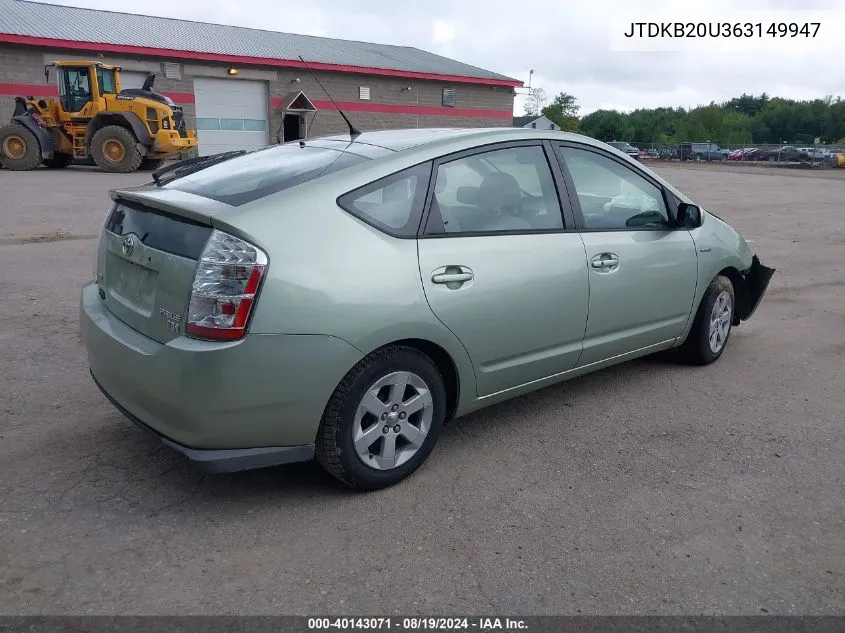 2006 Toyota Prius VIN: JTDKB20U363149947 Lot: 40143071