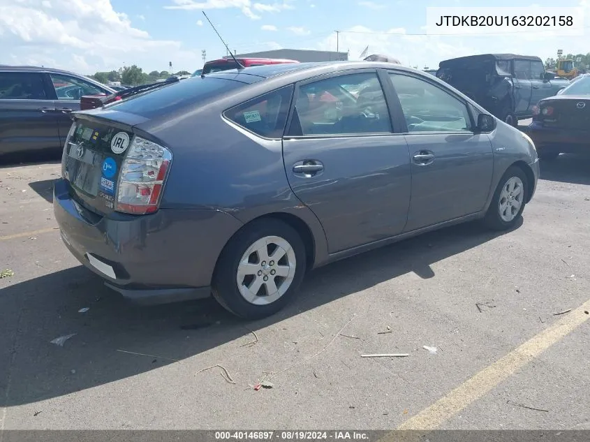 2006 Toyota Prius VIN: JTDKB20U163202158 Lot: 40146897