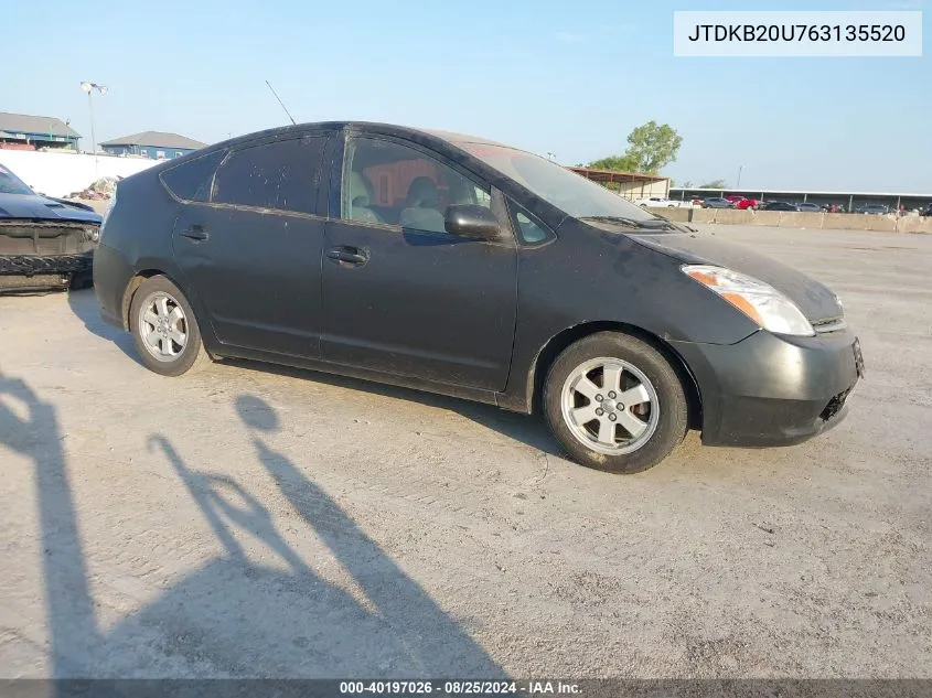 2006 Toyota Prius VIN: JTDKB20U763135520 Lot: 40197026