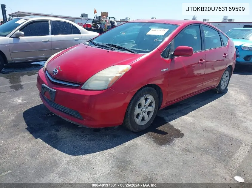 2006 Toyota Prius VIN: JTDKB20U763169599 Lot: 40197501