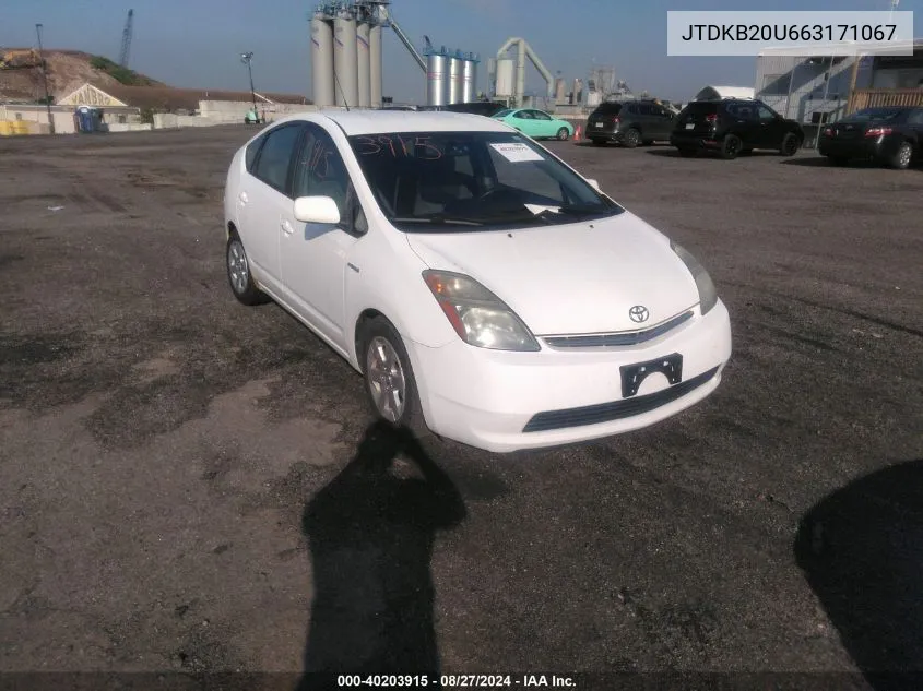 2006 Toyota Prius VIN: JTDKB20U663171067 Lot: 40203915