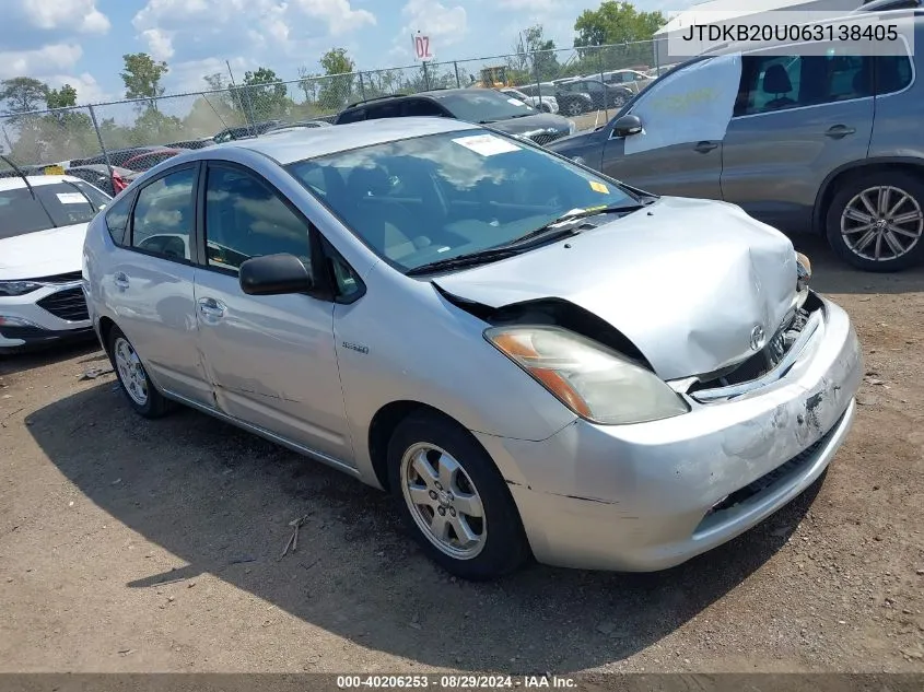 2006 Toyota Prius VIN: JTDKB20U063138405 Lot: 40206253