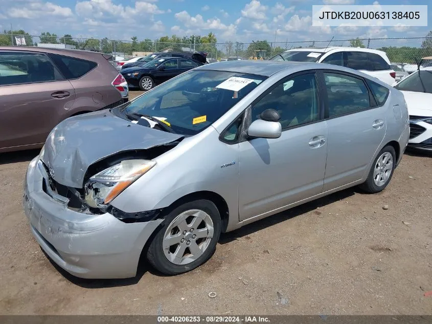 2006 Toyota Prius VIN: JTDKB20U063138405 Lot: 40206253