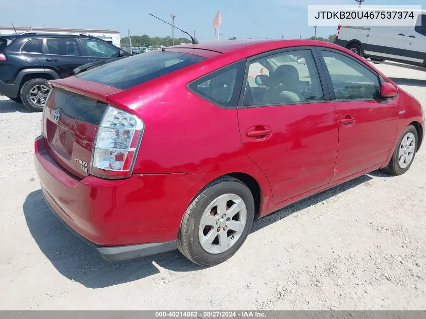 2006 Toyota Prius VIN: JTDKB20U467537374 Lot: 40214062