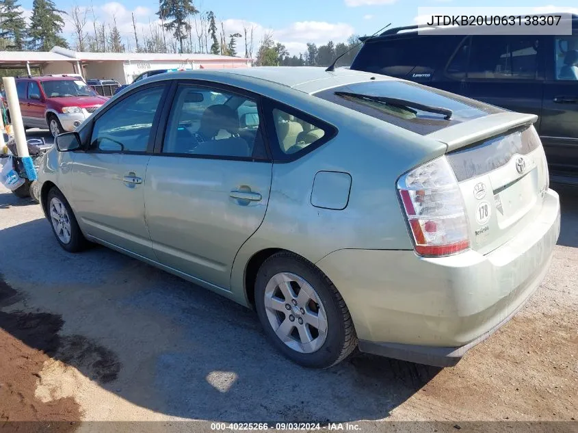 2006 Toyota Prius VIN: JTDKB20U063138307 Lot: 40225266