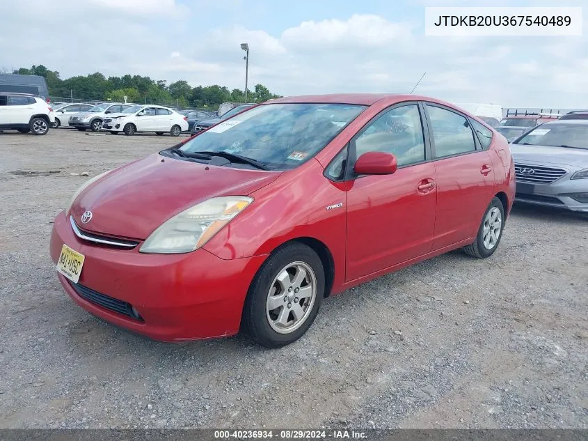 2006 Toyota Prius VIN: JTDKB20U367540489 Lot: 40236934