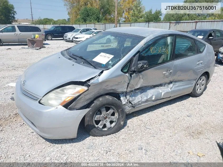 2006 Toyota Prius VIN: JTDKB20U367516001 Lot: 40238738