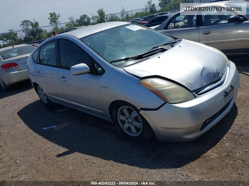 2006 Toyota Prius VIN: JTDKB20U763138286 Lot: 40243223