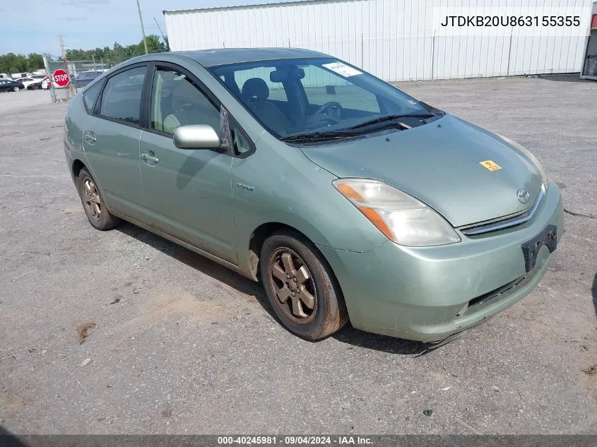 2006 Toyota Prius VIN: JTDKB20U863155355 Lot: 40245981