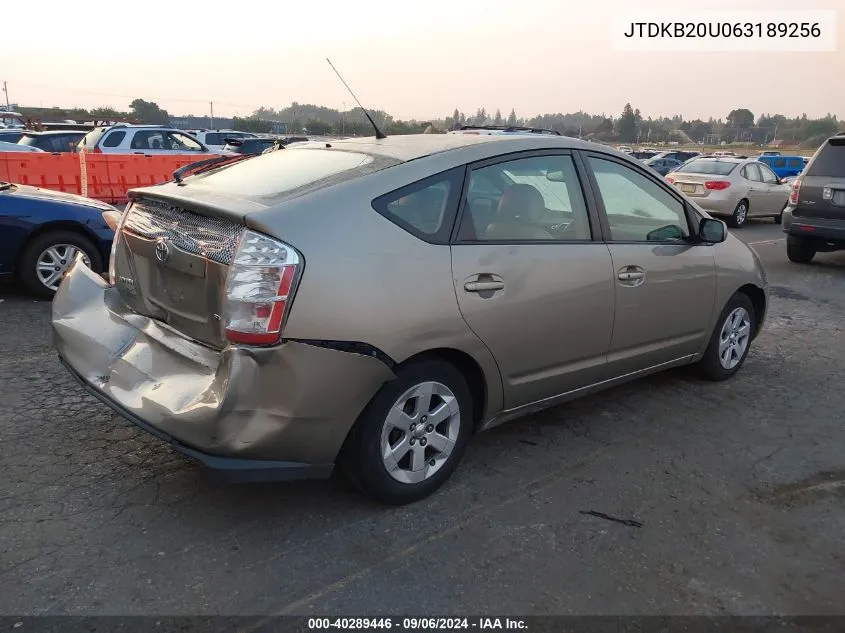 2006 Toyota Prius VIN: JTDKB20U063189256 Lot: 40289446