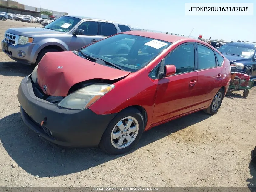 2006 Toyota Prius VIN: JTDKB20U163187838 Lot: 40291595