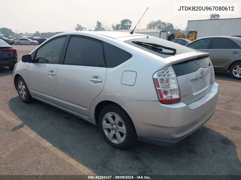 2006 Toyota Prius VIN: JTDKB20U967080612 Lot: 40294337