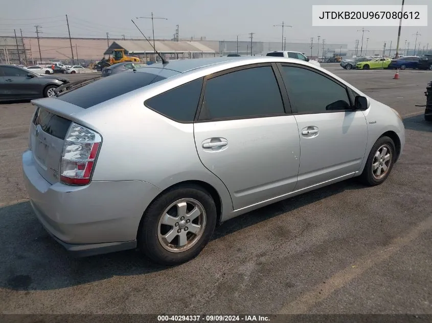 2006 Toyota Prius VIN: JTDKB20U967080612 Lot: 40294337