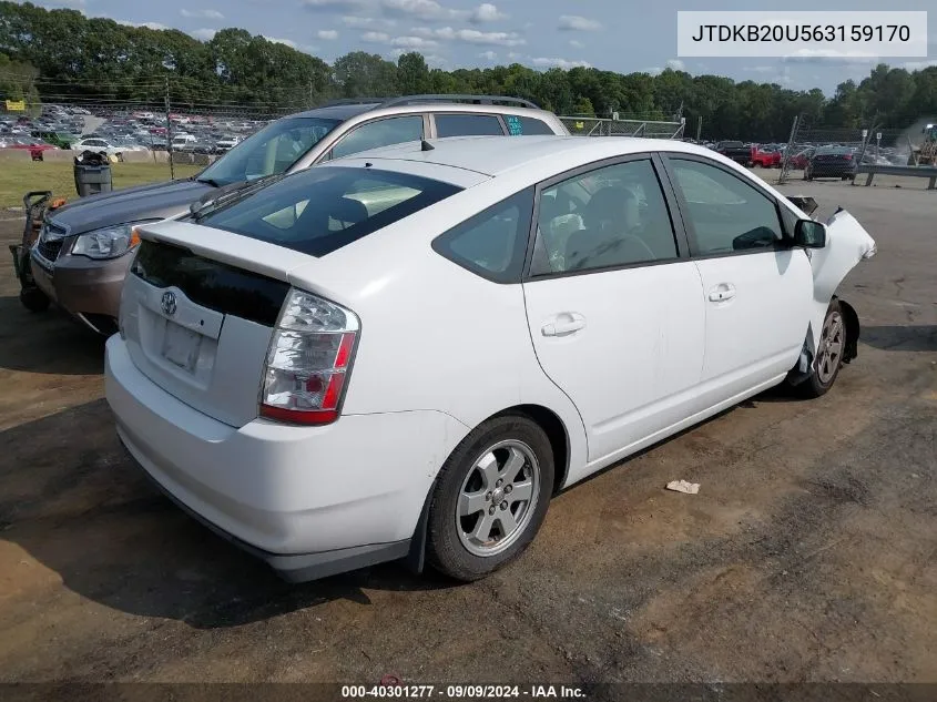 2006 Toyota Prius VIN: JTDKB20U563159170 Lot: 40301277