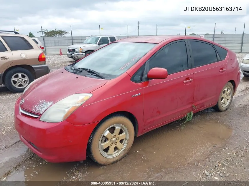 2006 Toyota Prius VIN: JTDKB20U663163714 Lot: 40305951