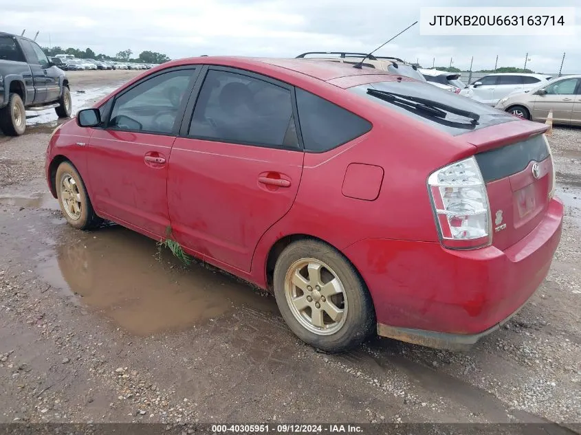 2006 Toyota Prius VIN: JTDKB20U663163714 Lot: 40305951