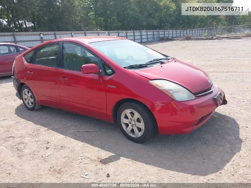 2006 Toyota Prius VIN: JTDKB20U167516711 Lot: 40307726