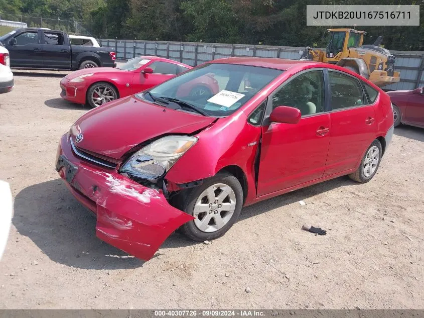 2006 Toyota Prius VIN: JTDKB20U167516711 Lot: 40307726