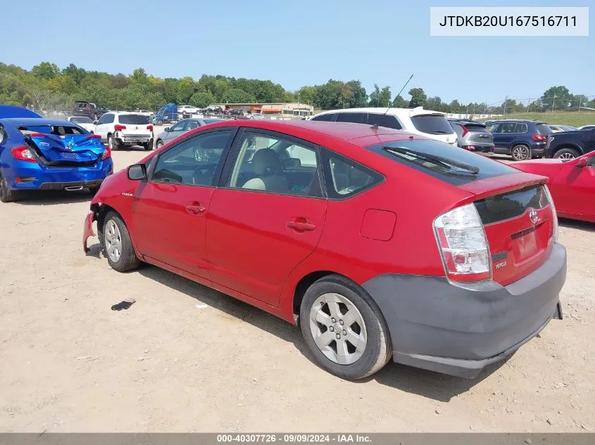 2006 Toyota Prius VIN: JTDKB20U167516711 Lot: 40307726